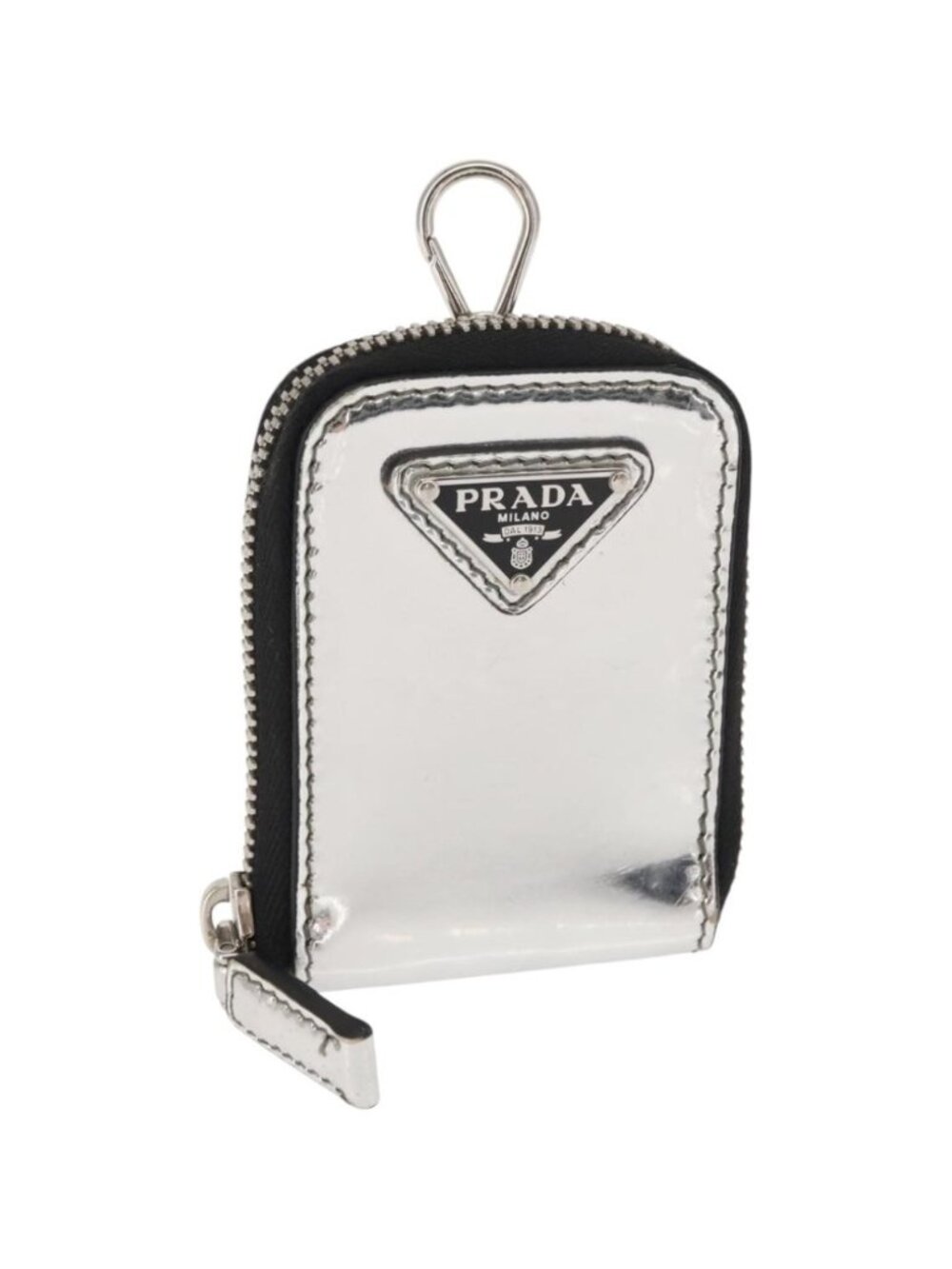 PRADA Pouch Patent leather Silver